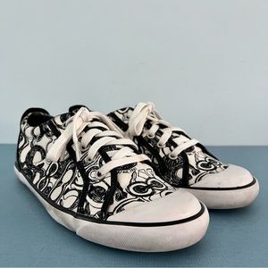 Coach Barrett Signature Black & White Logo Graphic Sneakers